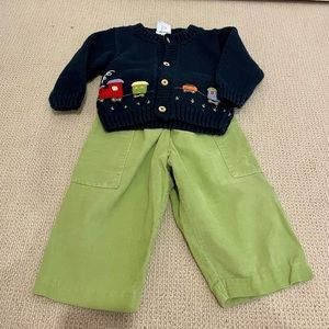 Bella Bliss Corduroy Pants and Train Sweater, Size 12 Mos